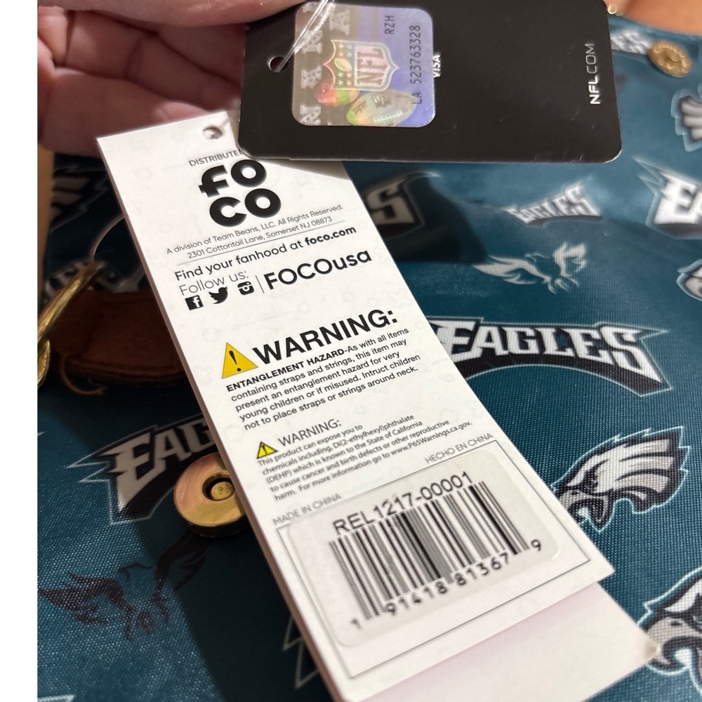 FOCO Philadelphia Eagles Tote Bag Womens OS Teal NWT Foldover Crossbody NFL Rare - Picture 6 of 8